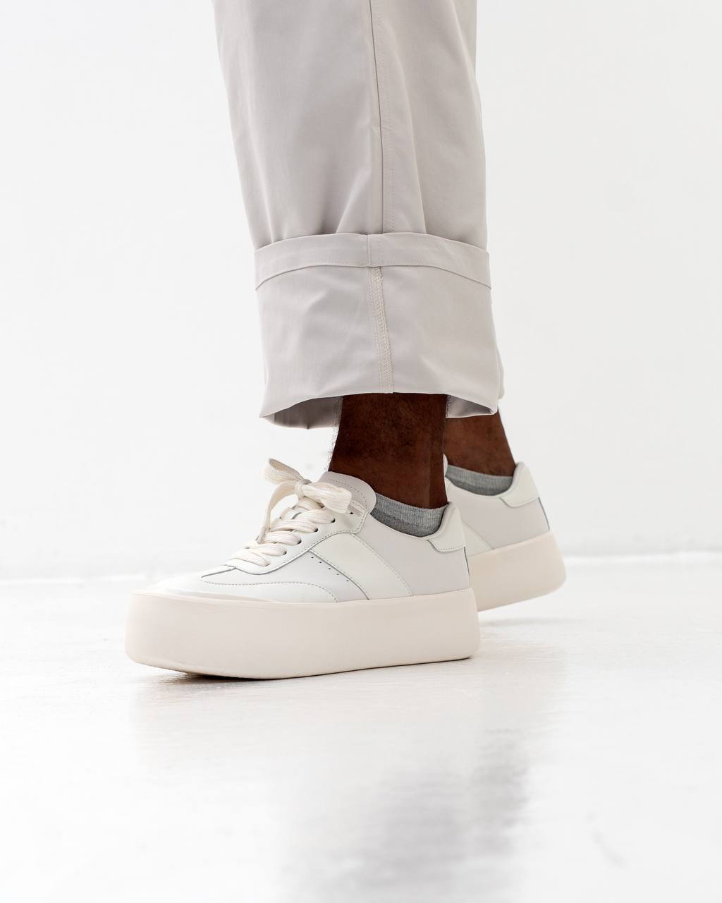 Code Studios White Chunky Sole Sneakers
