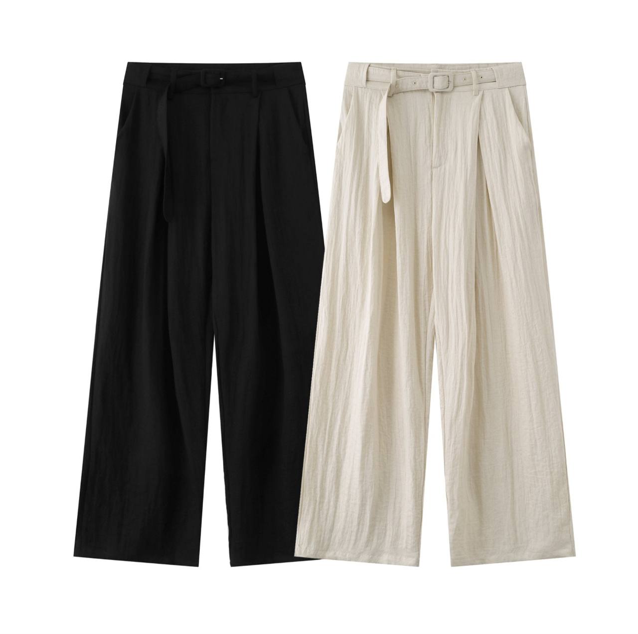 Code Studios Linen Drawstring wide-Leg pants