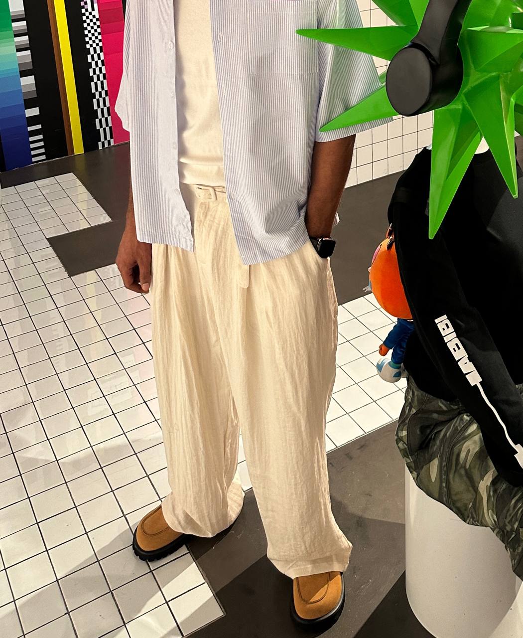 Code Studios Linen Drawstring wide-Leg pants