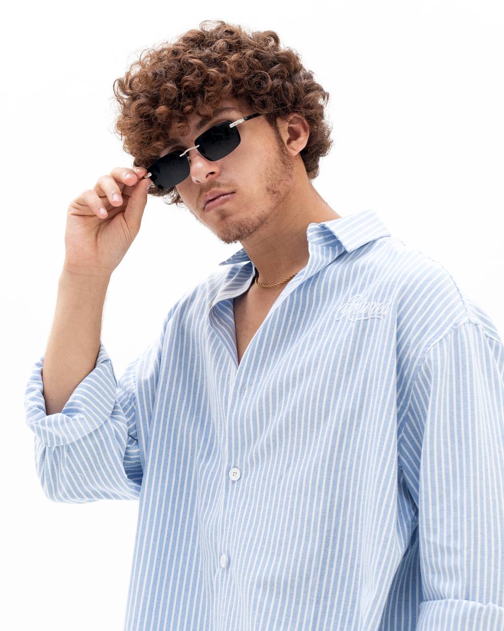 Code Studios Relaxed fit Striped shirt With Front and Back Embroidery